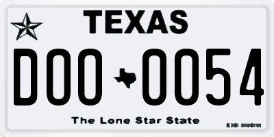 TX license plate DOO0054