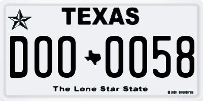TX license plate DOO0058