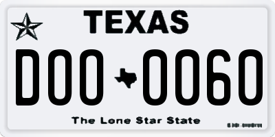 TX license plate DOO0060