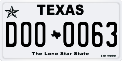 TX license plate DOO0063