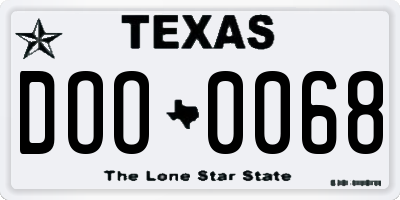 TX license plate DOO0068