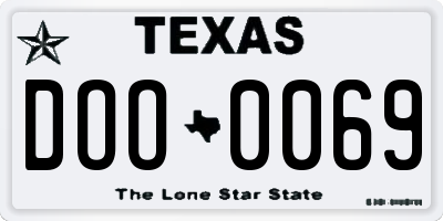 TX license plate DOO0069