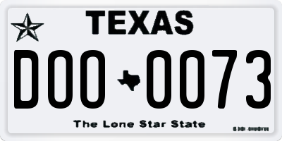 TX license plate DOO0073