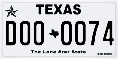 TX license plate DOO0074