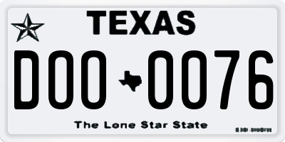 TX license plate DOO0076