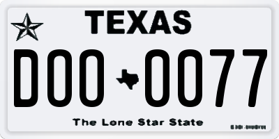 TX license plate DOO0077