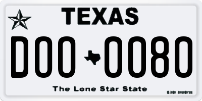 TX license plate DOO0080
