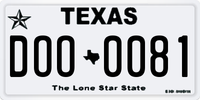 TX license plate DOO0081