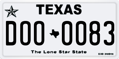TX license plate DOO0083
