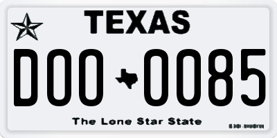 TX license plate DOO0085