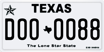 TX license plate DOO0088