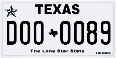 TX license plate DOO0089