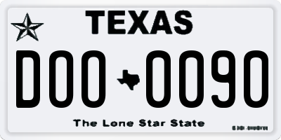 TX license plate DOO0090