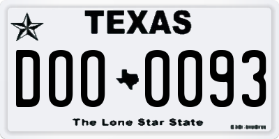 TX license plate DOO0093