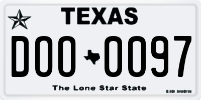 TX license plate DOO0097