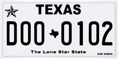 TX license plate DOO0102