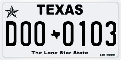 TX license plate DOO0103