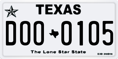 TX license plate DOO0105