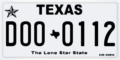 TX license plate DOO0112