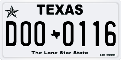 TX license plate DOO0116