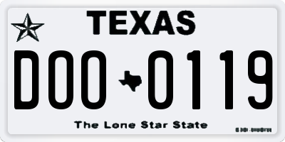 TX license plate DOO0119