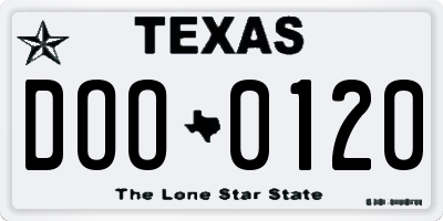 TX license plate DOO0120