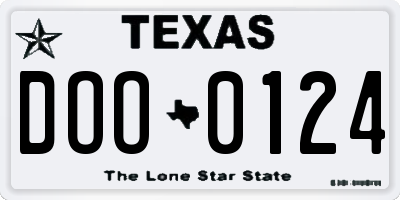 TX license plate DOO0124