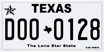 TX license plate DOO0128