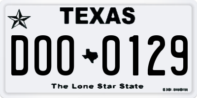 TX license plate DOO0129