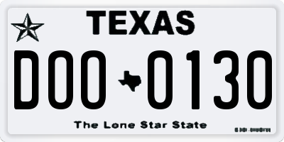 TX license plate DOO0130
