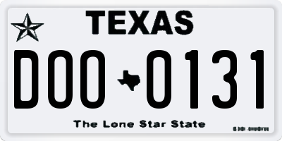 TX license plate DOO0131