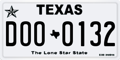 TX license plate DOO0132