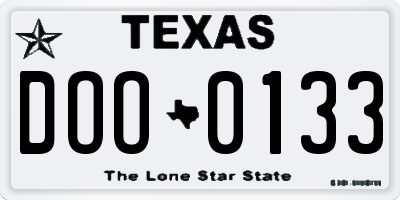TX license plate DOO0133