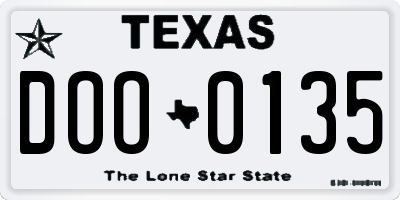 TX license plate DOO0135