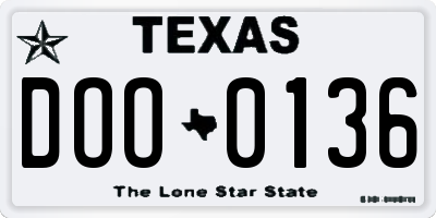 TX license plate DOO0136