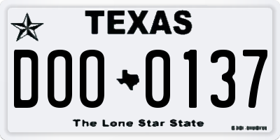 TX license plate DOO0137
