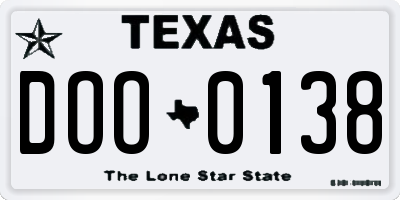 TX license plate DOO0138