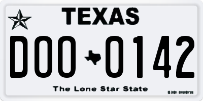 TX license plate DOO0142