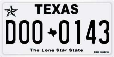 TX license plate DOO0143