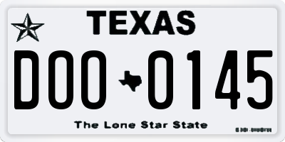 TX license plate DOO0145