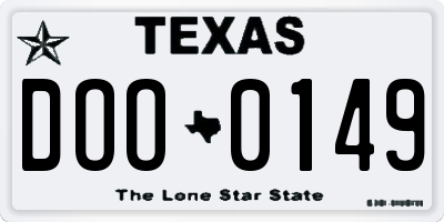 TX license plate DOO0149