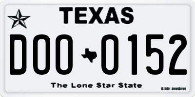 TX license plate DOO0152