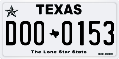 TX license plate DOO0153