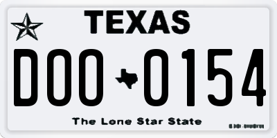 TX license plate DOO0154