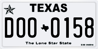 TX license plate DOO0158
