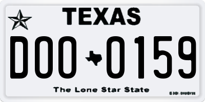 TX license plate DOO0159