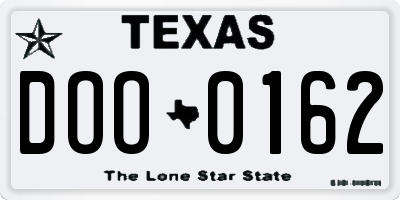 TX license plate DOO0162