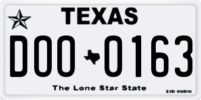 TX license plate DOO0163