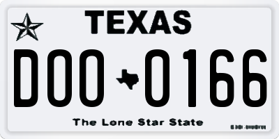 TX license plate DOO0166