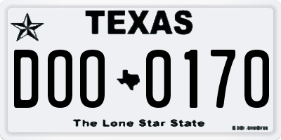 TX license plate DOO0170